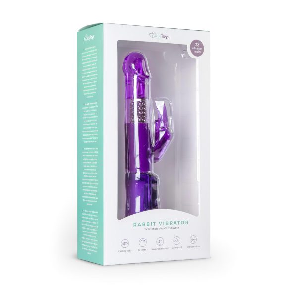 Easytoys - vibratore rabbit rotante con perle e stimolatore clitorideo - viola