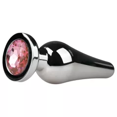   Easytoys - plug anale a cono con gioiello rosa - metallo argento 3,5 cm