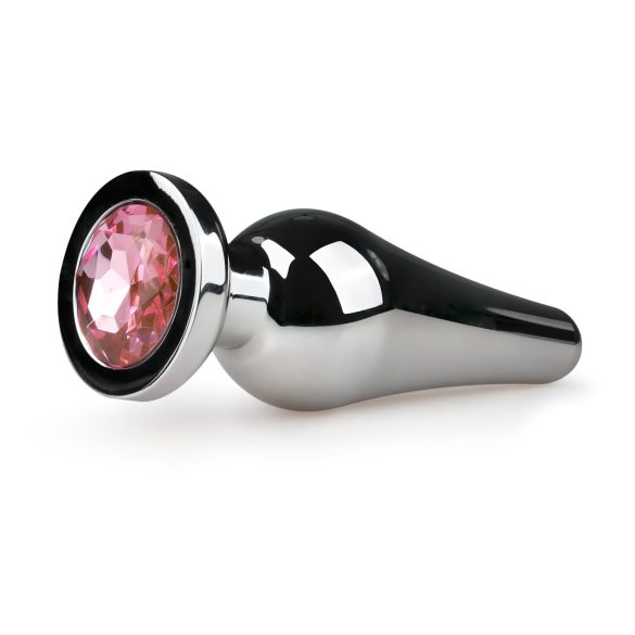 Easytoys Plug Anale Conico in Metallo No.11 - Argento con Pietra Rosa (3,5cm)