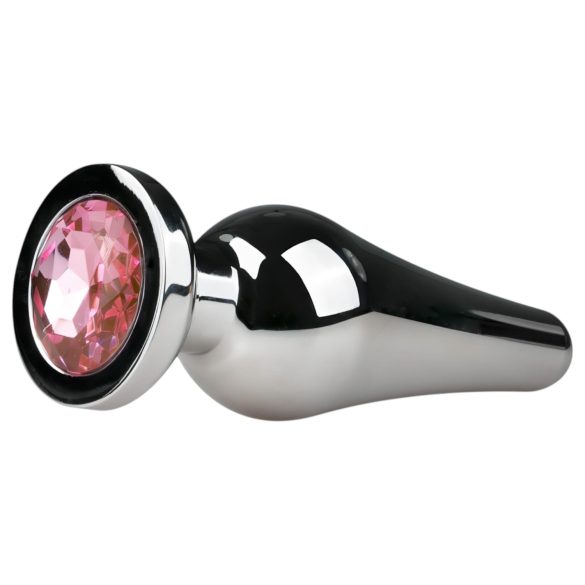 Easytoys - plug anale a cono con gioiello rosa - metallo argento 3,5 cm