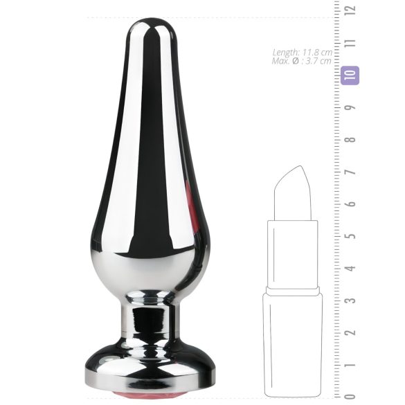 Easytoys - plug anale a cono con gioiello rosa - metallo argento 3,5 cm