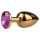 EasyToys Metal No.1 - plug anale a cono con pietra viola (oro, 2,5 cm)