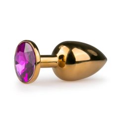   Easytoys Metal No.1 - Dildo anale a cono con pietra viola - dorato (2,5cm)