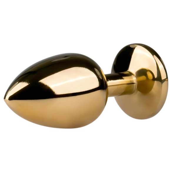 Easytoys Metal No.1 - plug anale a cono oro con gemma viola (2,5cm)