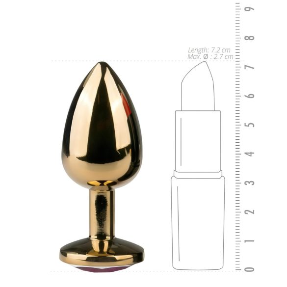 Easytoys Metal No.1 - plug anale a cono oro con gemma viola (2,5cm)