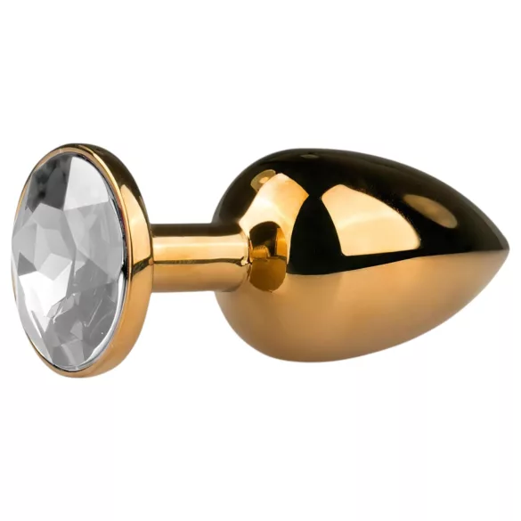Easytoys Metal No.1 - plug anale a cono con pietra bianca - oro (2,5 cm)