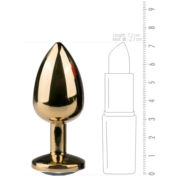 Easytoys Metal No.1 - plug anale a cono con pietra bianca - oro (2,5 cm)