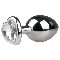   Easytoys - plug anale cuore - pietra bianca - metallo argento