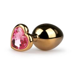   Dildo anale a cono con cuore in cristallo rosa Easytoys Metal No.7 - dorato (3cm)