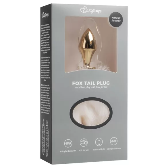 EasyToys Fox NO13 - plug anale in metallo con coda da volpe, anal plug (oro-bianco)