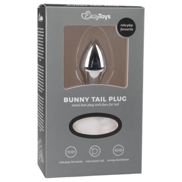 Easytoys Bunny NO1 - Plug anale in metallo con coda di coniglio (argento-bianco)