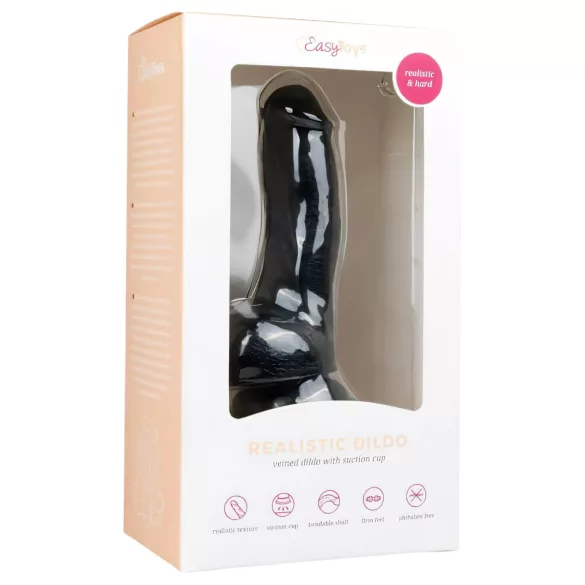 Easytoys - dildo realistico con ventosa e testicoli - nero 15 cm