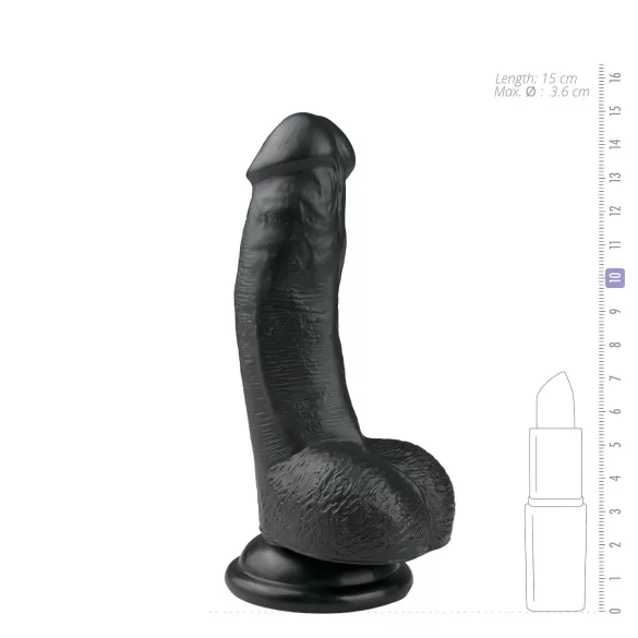 Easytoys - dildo realistico con ventosa e testicoli - nero 15 cm