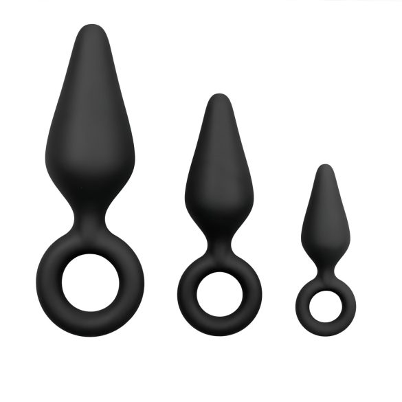 Set di Plug Anali con Anello Easytoys - 3 Pezzi (Nero)