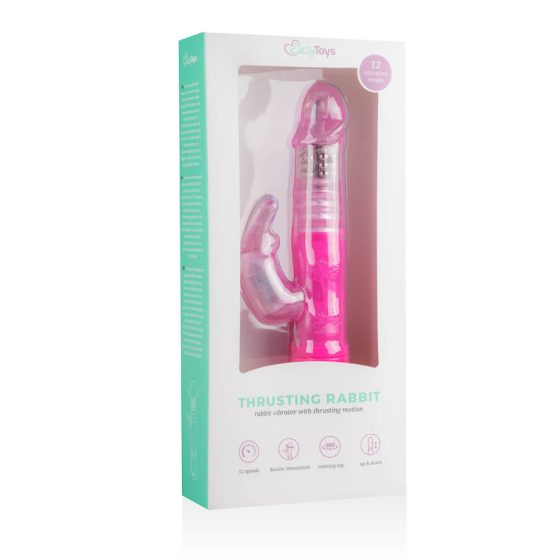 Vibratore Easytoys con perle rotanti, stimolatore clitorideo e movimento thrusting (rosa)