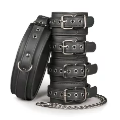 Easytoys - set collare, polsini e cavigliere - nero