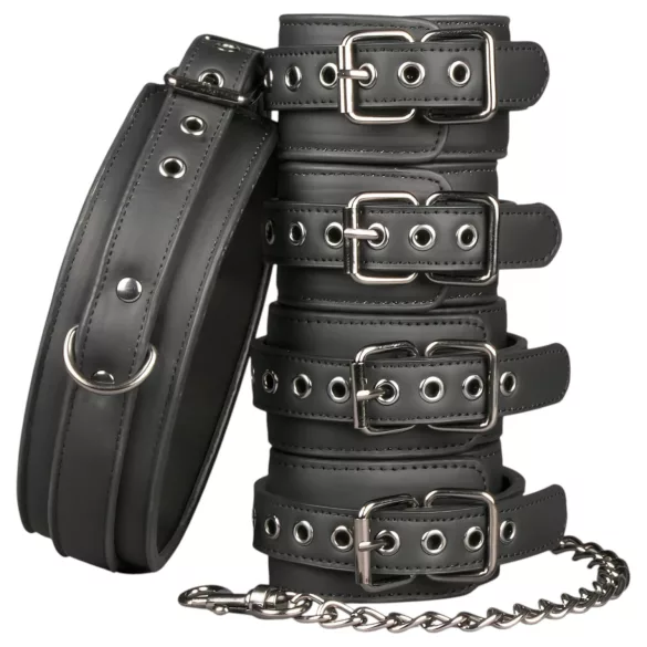 Easytoys - set collare, polsini e cavigliere - nero