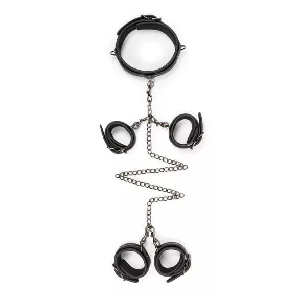 Easytoys - set collare, polsini e cavigliere - nero