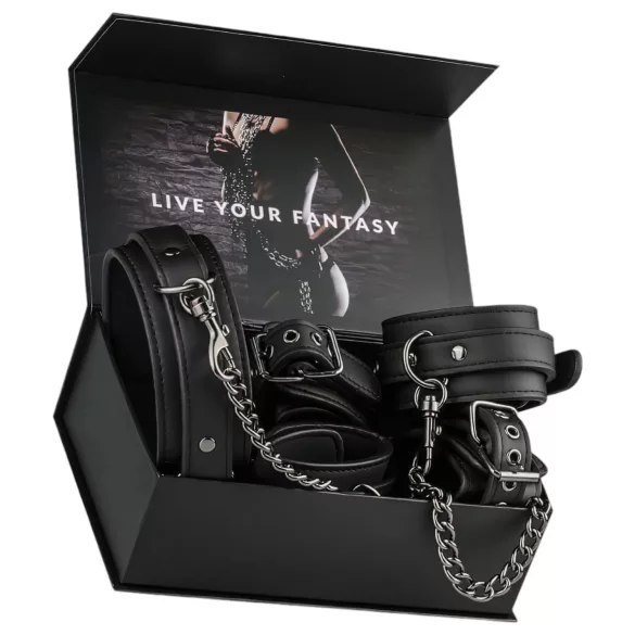 Easytoys - set collare, polsini e cavigliere - nero