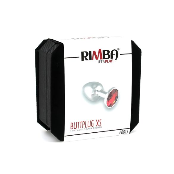 Rimba XS - plug anale metallico - pietra rossa - argento