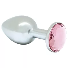 Rimba - plug anale piccolo con pietra rosa - metallo argento