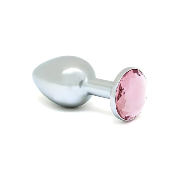 Rimba XS - plug anale in metallo con pietra rosa (argento)