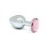 Rimba XS - plug anale in metallo con pietra rosa (argento)