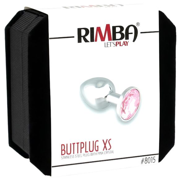 Rimba - plug anale piccolo con pietra rosa - metallo argento