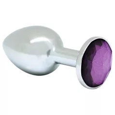 Rimba XS - plug anale metallico con pietra viola - argento