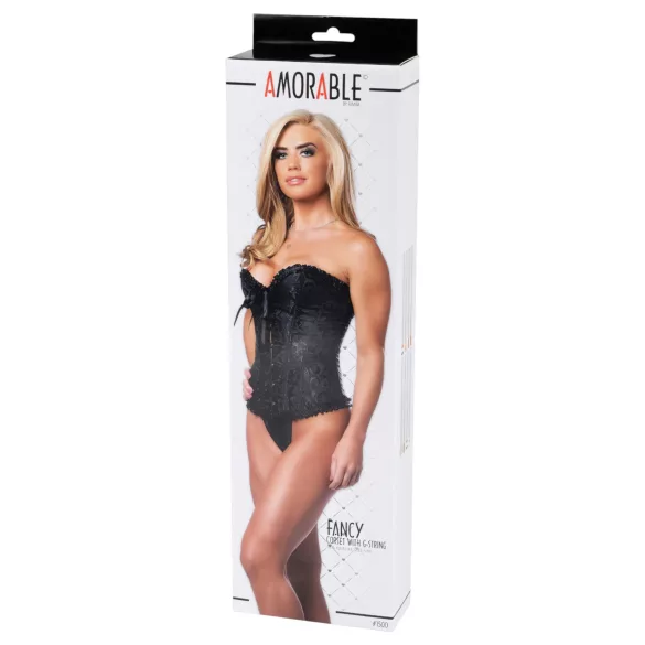 Amorable - corsetto e perizoma con stampa - nero - M
