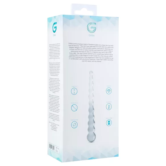 Gildo Glass No. 20 - dildo anale con perle - vetro trasparente