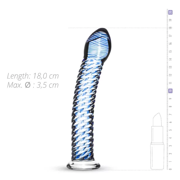 Gildo Glass No. 5 - dildo anale a spirale in vetro - trasparente blu