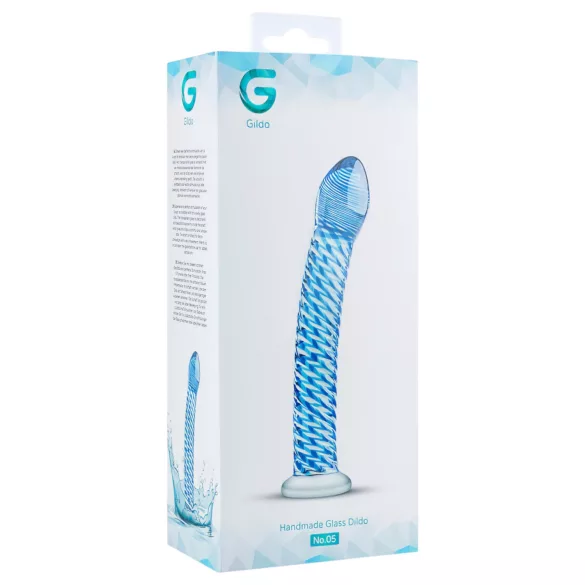 Gildo Glass No. 5 - dildo anale a spirale in vetro - trasparente blu