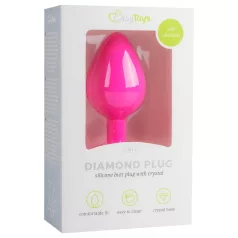   Easytoys Diamond - plug anale con pietra bianca - silicone rosa - misura media