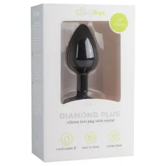   Easytoys Diamond - plug anale piccolo con pietra bianca - nero