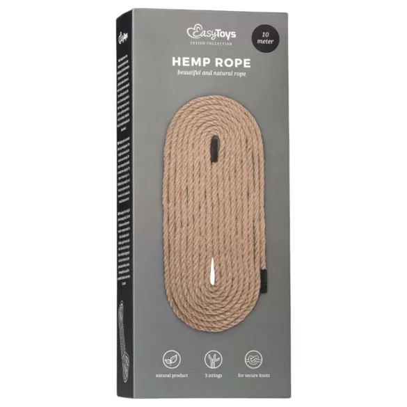 Easytoys Corda in canapa - corda per bondage in canapa (10 m, naturale)