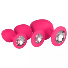 Easytoys - set plug anale - con diamante - silicone rosa