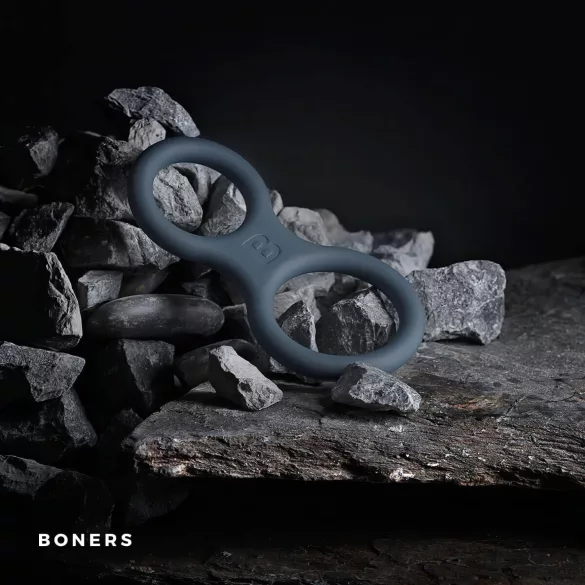 Boners Classic - anello pene e testicoli - silicone grigio