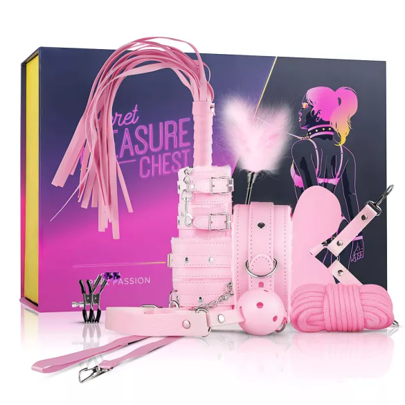 Secret Pleasure Chest - kit BDSM avanzato - 14 pezzi - rosa
