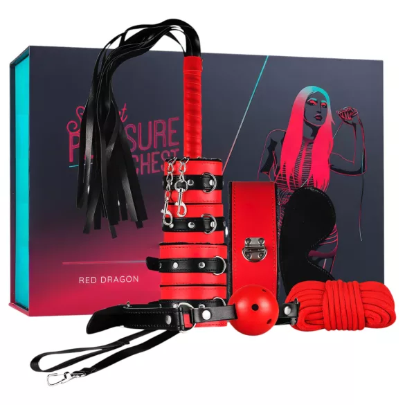 Secret Pleasure Chest - kit BDSM avanzato - 10 pezzi (rosso)
