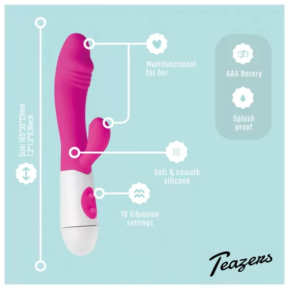 Teazers - vibratore realistico con leva per il clitoride (rosa)