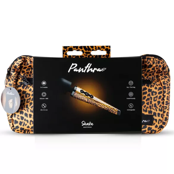 Panthra Shaka Wand - vibratore massaggiante ricaricabile - motivo leopardo nero