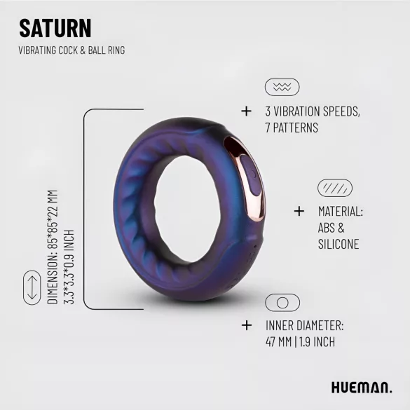 Hueman Saturn - anello fallico vibrante ricaricabile impermeabile - viola