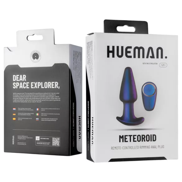 Hueman Meteoroid - vibratore anale rotante con perle e telecomando - viola