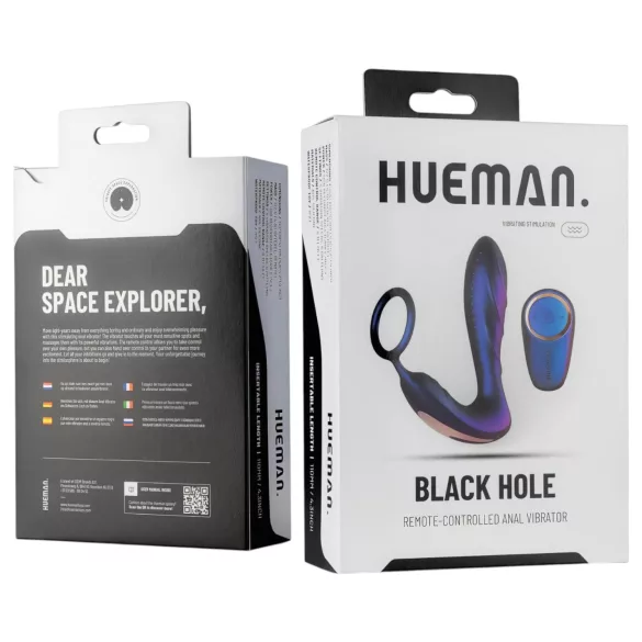 Hueman Black Hole - vibratore anale con telecomando e anello fallico (viola)
