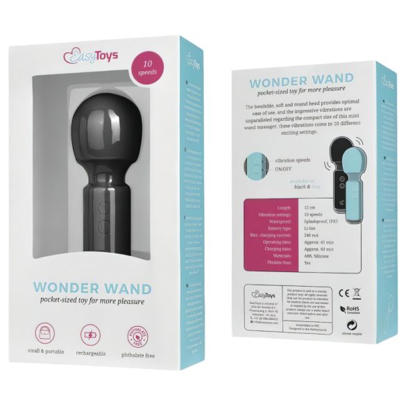 Easytoys Wonder Wand - mini vibratore massaggiante ricaricabile - nero