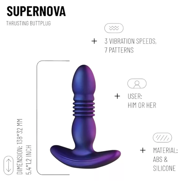 Hueman Supernova - vibratore anale con spinta - silicone viola