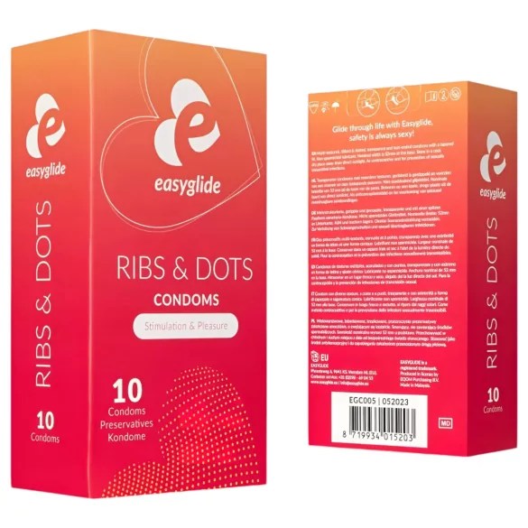 EasyGlide - preservativi stimolanti puntinati e rigati - confezione 10 pezzi