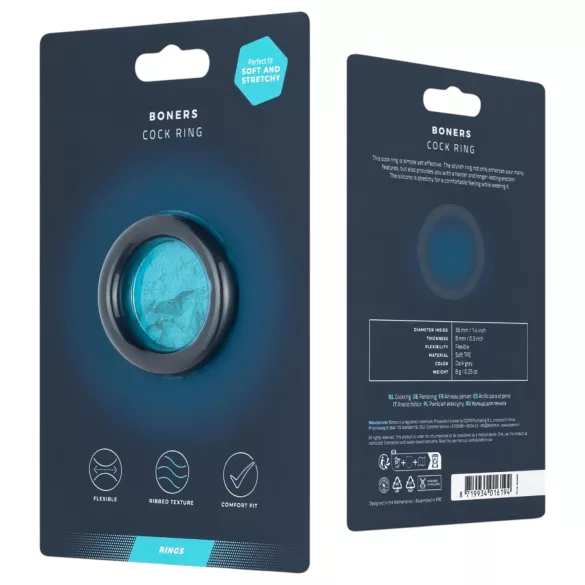 Boners Ergo - anello fallico in silicone (blu)