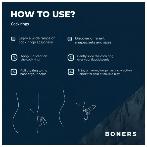 Boners Ergo - anello fallico in silicone (blu)